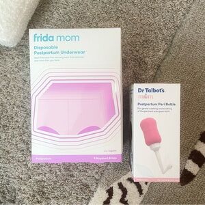 Frida Mom Disposable Postpartum Underwear and Dr. Talbot's Peri Bottle Set